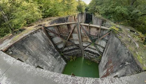 Abandoned floodgate 스톡 사진
