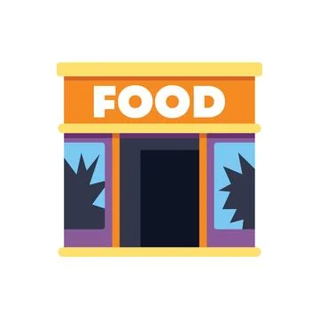 Abandoned food store with broken windows illustrating urban decay Ilustración de archivo