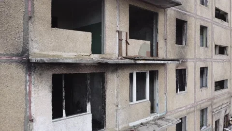 An abandoned ghost house with broken windows Stock Footage 150917578