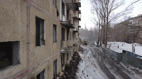An abandoned ghost house with broken windows Stock Footage 150917583