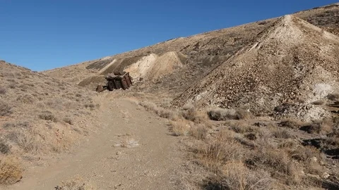 Abandoned Ghost Town and Mine in the Nevada Desert Stock Footage 96231947