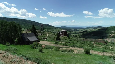 Abandoned Gold Mine structures in the mountains, Victor, Colorado, USA Stock Footage 129211601