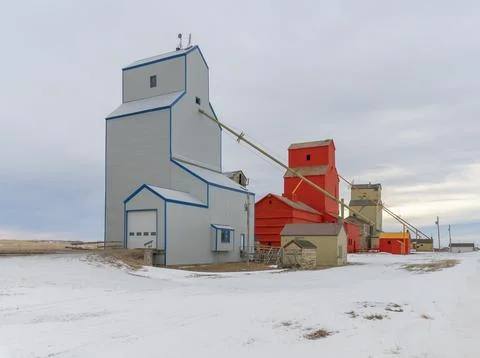 Abandoned Grain Elevators at Mossleigh Stock Photos