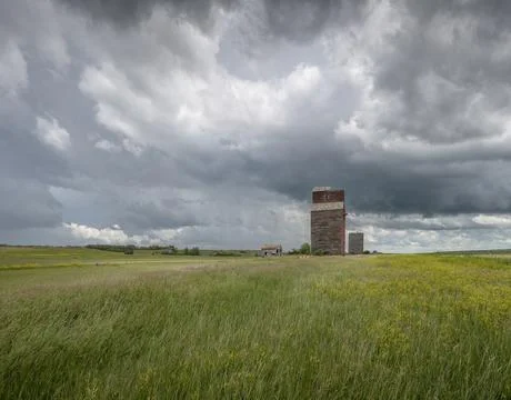 Abandoned Grain Elevators at Neidpath, Saskatchewan Stock Photos