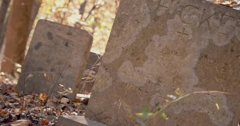 Abandoned Graveyard in Ghost Town During Autumn - Old Tombstones and Graves Video stock 119000672