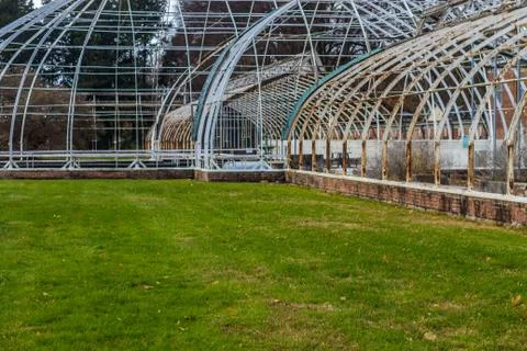 Abandoned greenhouse complex Stock Photos