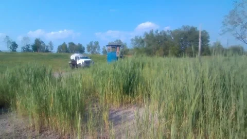 Abandoned, Gun Shooting Range, Distant Panorama, Water Truck, Guard Tower Stock-Footage 247370675