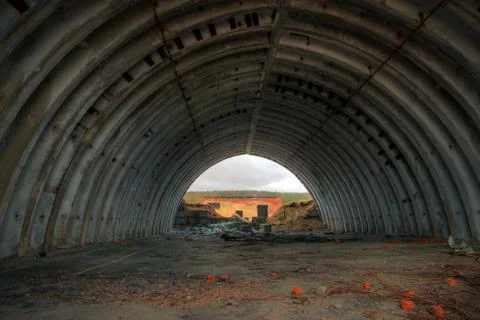 An abandoned hangar Foto stock