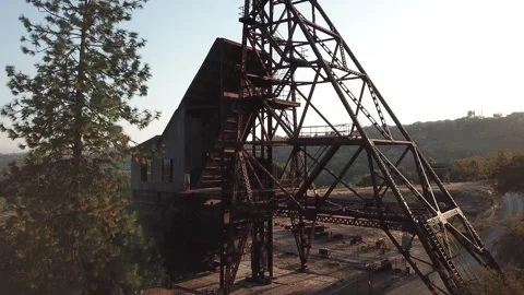 Abandoned headframes / mine structures Stock Footage 317349726