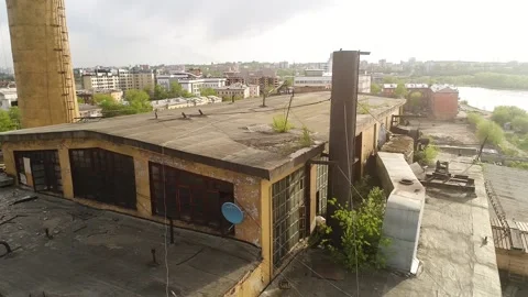 Abandoned heating station on the territory of a former tea-packing factory Video stock 166344530