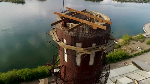 Abandoned heating station on the territory of a former tea-packing factory Video stock 166344533