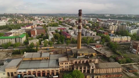 Abandoned heating station on the territory of a former tea-packing factory Video stock 166344552
