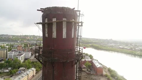 Abandoned heating station on the territory of a former tea-packing factory Video stock 166344556