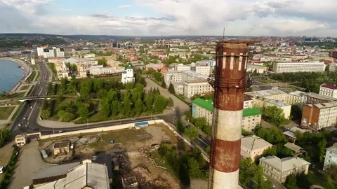 Abandoned heating station on the territory of a former tea-packing factory Video stock 166344571