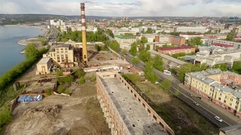 Abandoned heating station on the territory of a former tea-packing factory Video stock 166344584