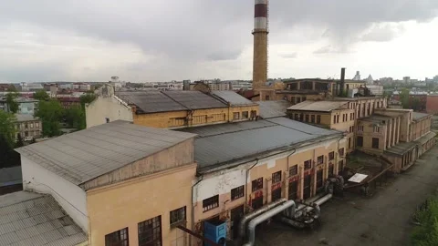 Abandoned heating station on the territory of a former tea-packing factory Video stock 166344612