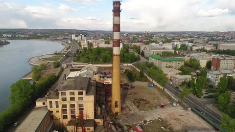 Abandoned heating station on the territory of a former tea-packing factory Video stock 166344621
