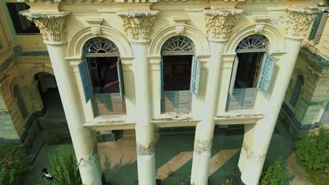 Abandoned heritage building outside window view aesthetic Indian Bangladeshi Stock Footage 247928686
