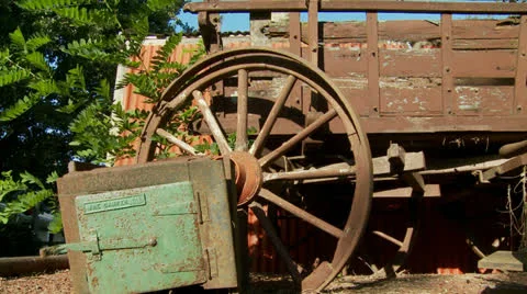 Abandoned horse cart (Dolly shot 4) Stock Footage