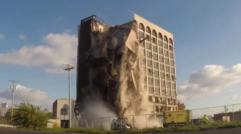 Abandoned Hotel Controlled Demolition Stock Footage 43737580