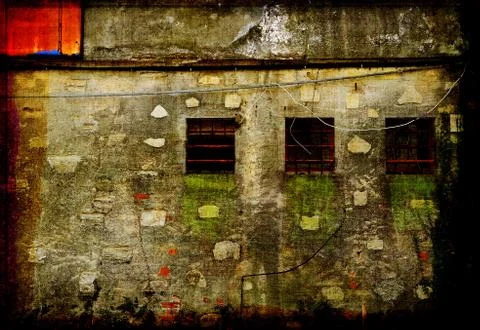 Abandoned house facade Stock Illustration