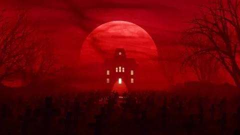 Abandoned House In Horror Night Stock Illustration