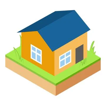 Abandoned house icon isometric vector. Old onestory house on overgrown land plot Stock Illustration