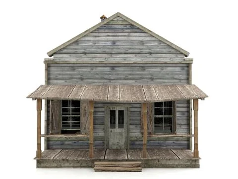 Abandoned house isolated front view Stock Illustration