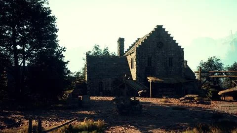 Abandoned house made of mudbrick wall Ilustración de archivo