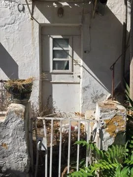 Abandoned house rusty gate Stock Photos