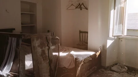 Abandoned house vandalized Stock Footage 128154750