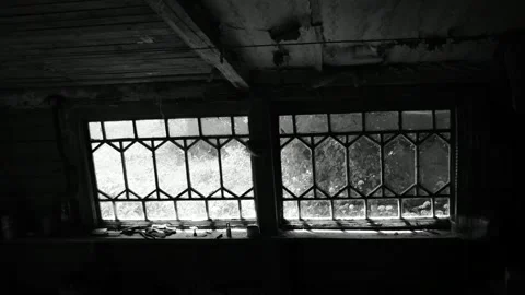 Abandoned house window, interior Stock Footage 143258957
