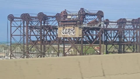 Abandoned Industrial Framework with Graffiti Stock Footage 321611046