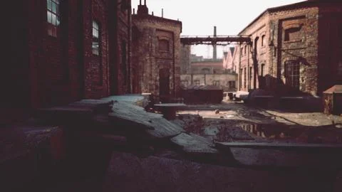 Abandoned industry factory area ander the sunny sky Stock Illustration