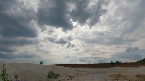 Abandoned kaolin clay quarry with white mineral landscape Stock Footage 344812199