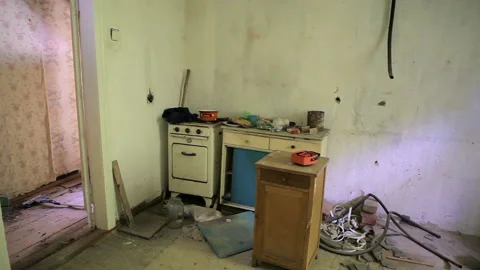 Abandoned kitchen in an old house Stock Footage 102168154