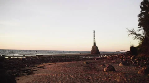 Abandoned lighthouse in sunset. Stock Footage 130192421