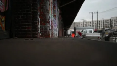 Abandoned loading zone in Hamburg's old Oberhafen Stock Footage