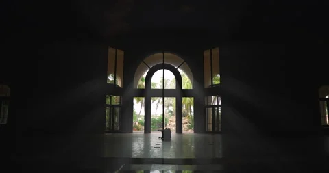 Abandoned Mansion Light rays through Large Windows Stock Footage 168745657