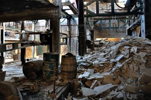 Abandoned marble processing factory Stock-Fotos