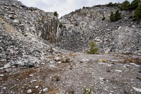 Abandoned Marble Quarry on Penteli Mountain Greece Stock Photos