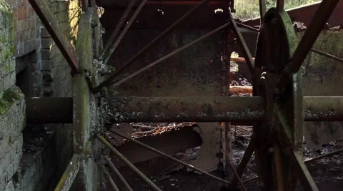 Abandoned miller wheel side tracking Stock Footage 45280900