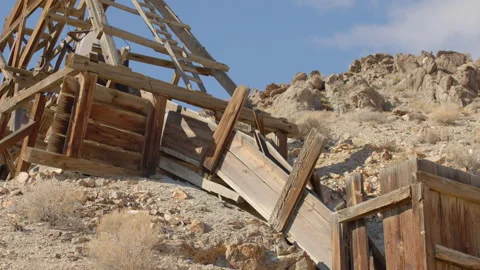 Abandoned Mine Head Frame in Nevada Desert Near Gabbs - Shallow DOF Stock Footage 144238921