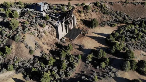 Abandoned Mine with Headframe and Machine Room at Virginia City Nevada Stock Footage 111042277
