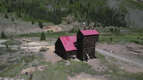 Abandoned Mining 2 Aerial View Howardsville Colorado 4K Stock Footage 244664258