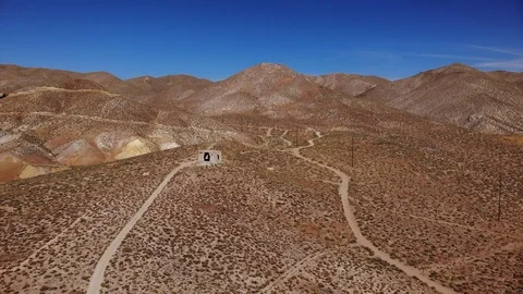 Abandoned Mining Building in Nevada Desert - Aerial Drone Stock Footage 112498722