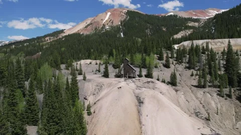 Abandoned Mining Mill Distant near Red Mountain Colorado 4K Stock Footage 244666857