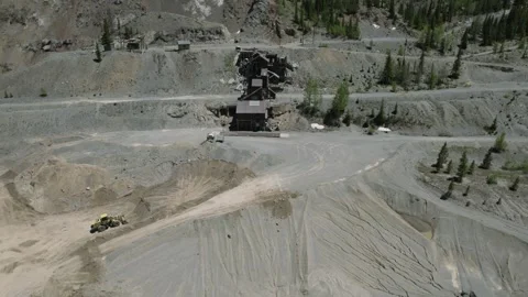 Abandoned Mining Mill Pull Away Aerial View Monarch Colorado 4K Video stock 244670582