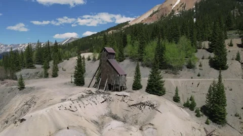 Abandoned Mining Mill Pull Away near Red Mountain Colorado 4K Video stock 244670695