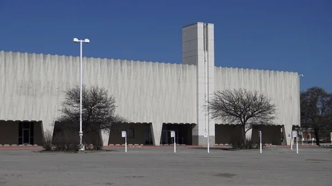 Abandoned modernist mall Stock Footage 87054564